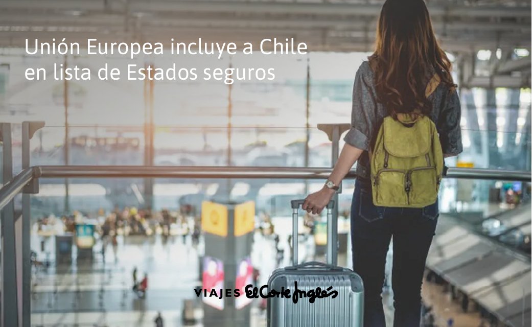 Unión Europea levanta limitaciones para viajar a Europa desde Chile por ser considerado un país Seguro con relación a manejo de la pandemia

Si quieres leer la nota completa, ingresa aquí: bit.ly/3zPFDe1
#SoyViajeroCorteIngles #ViajemosSeguros #Europa #Chile