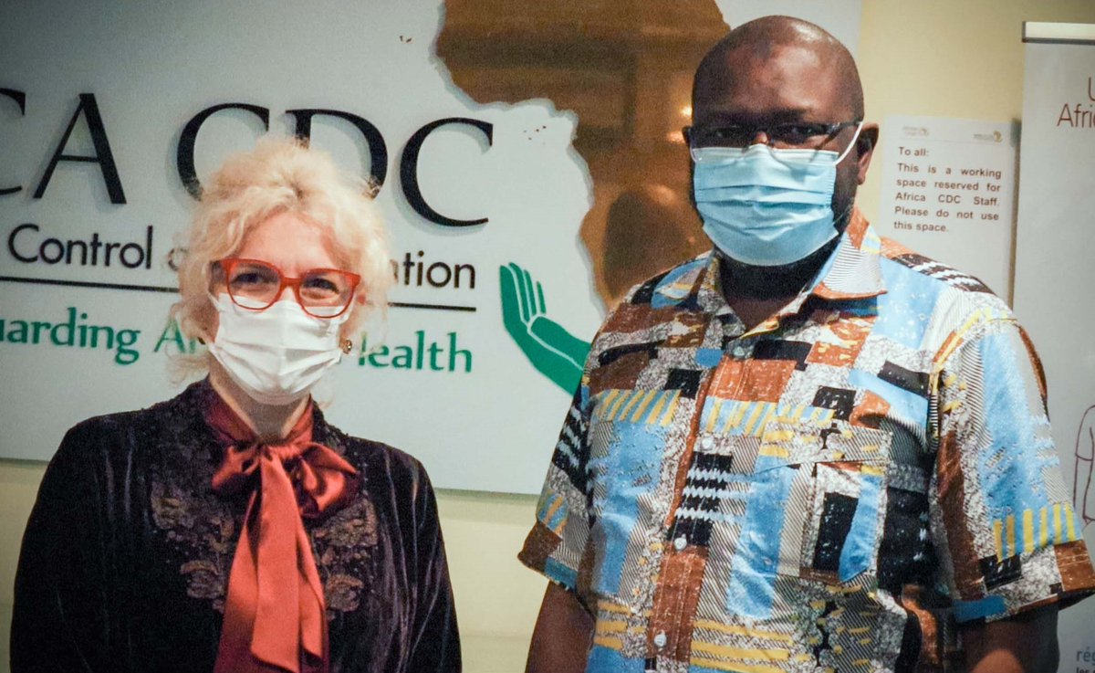 A delegation from <a href="/UNICEFAfrica/">UNICEF Africa</a> paid a working visit to <a href="/AfricaCDC/">Africa CDC</a> today. The head of the delegation &amp; his team were received by Dr. Ahmed Ogwell &amp; Dr. <a href="/MerawiA/">Merawi Aragaw, MD,MPH</a>, Deputy Director and Head, Division of Emergency Preparedness &amp; Response respectively.
#AfricaResponds <a href="/UNICEFEthiopia/">UNICEF Ethiopia</a>