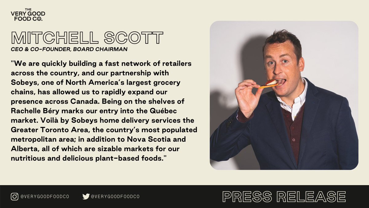 Mitchell Scott, the CEO of our Bean Suite, is practicing his french after talking about the latest expansion of our retail distribution network to Quebec with a new partnership with Rachelle Béry. Read here: bit.ly/3CG3bDV

#verygoodfood #plantbased <a href="/VeryGoodButcher/">Very Good Butchers</a>