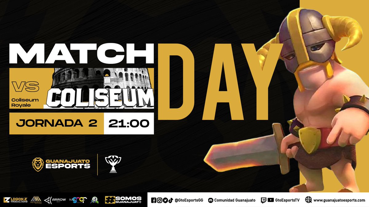 𝗠𝗔𝗧𝗖𝗛𝗗𝗔𝗬 🦁🖤💛

Enfrentando a <a href="/ColiseumRoyale_/">Coliseum Royale🌎</a> en la <a href="/AGMaster_League/">Master League</a>, vamos buscando la victoria. 🦁🔥

¡Venga leones! 🥺🦁

#SomosGuanajuato