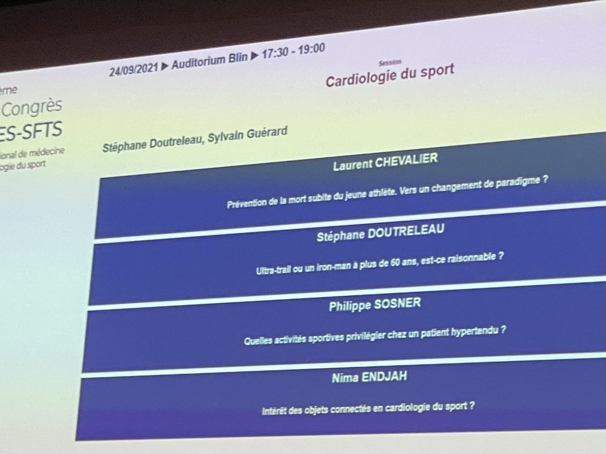 PhSosner's tweet photo. 14è Congrès #SFMES #SFTS : Session @Club_Card_Sport 💪 https://t.co/9QHoSNloyK