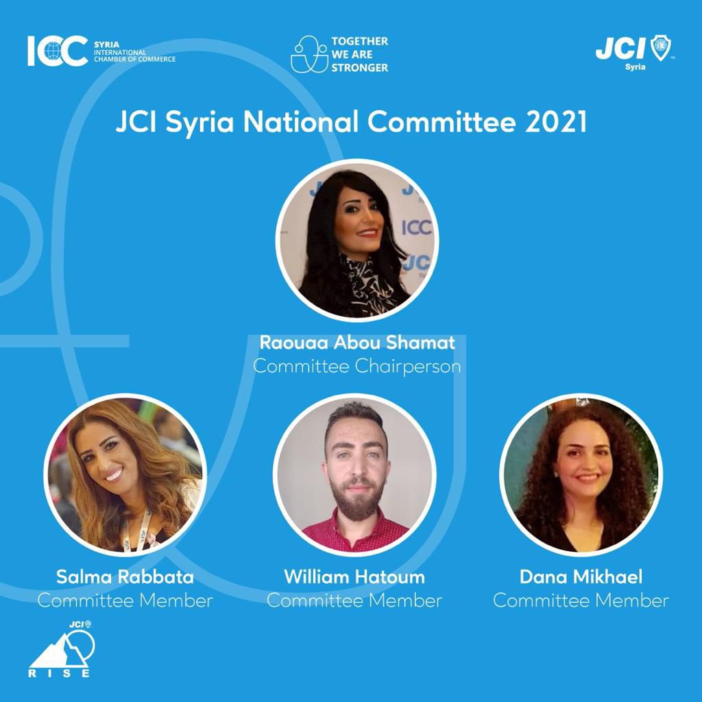 jcisyria's tweet photo. Meet 2021 JCI SYRIA NATIONAL COMMITTEE🤩❤️
Rawaa Abou Shamat: Committee Chairperson
Salma Rabbata: Coordinator of "#StrongerWithYou" Campaign
Dana Mikhael: Coordinator of "#StoriesFromSyria" Campaign
William Hatoum: Coordinator of "#BelieveinSyria" Campaign
#togetherwearestronger https://t.co/O3SHsMHyAg
