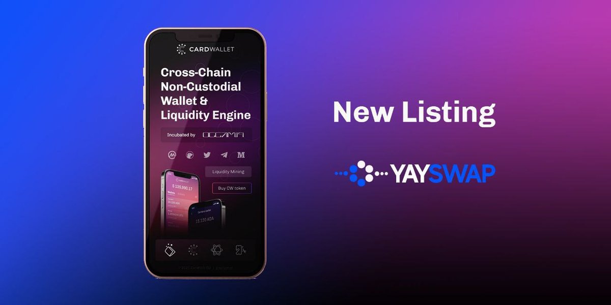 YAY is now listed on @CardWallet_fi, you can now store, send and receive $YAY directly from there wallet.