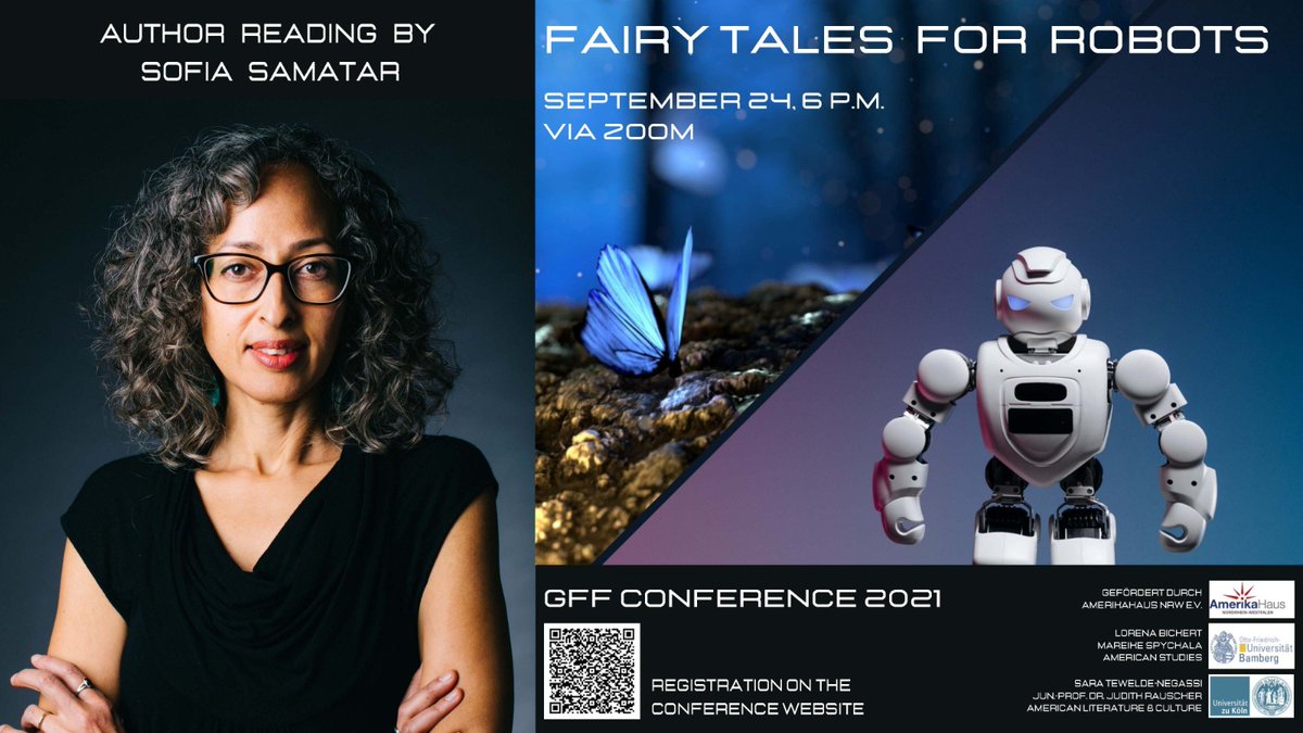 Judith Rauscher (@judith_rauscher) on Twitter photo After listening to thought-provoking scholarly talks by people such as <a href="/JuliaGatermann/">Julia Gatermann</a> & #SiSophieWhybrew at #gff2021,my happytired brain is now filled with "dizzy effervescence" from #SofiaSamatar's wonderful reading of her "Fairy Tales for Robots".✨🧠✨
sofiasamatar.com After listening to thought-provoking scholarly talks by people such as <a href="/JuliaGatermann/">Julia Gatermann</a> & #SiSophieWhybrew at #gff2021,my happytired brain is now filled with "dizzy effervescence" from #SofiaSamatar's wonderful reading of her "Fairy Tales for Robots".✨🧠✨
sofiasamatar.com