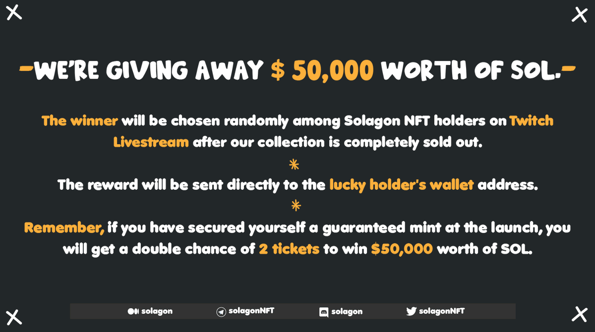 metagonNFT's tweet photo. The first 1,777 participants will secure themselves a guaranteed mint at launch, and get 2 tickets to win $50,000 worth of $SOL. 

To join our presale competition:
1️⃣ Invite 3 friends to https://t.co/nSkI6YYfU5
2️⃣ Follow @solagonNFT
3️⃣ Like&amp;Retweet

SOUNDS FAIR ENOUGH? 

#SOLAGON https://t.co/esvcDM93sX