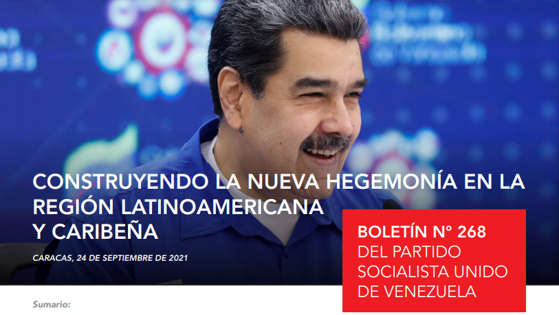 CONSTRUYENDO LA NUEVA HEGEMONÍA EN LA REGIÓN LATINOAMERICANA Y CARIBEÑA

Descarga, lee y comparte la edición Nº 268 de nuestro Boletín Informativo AQUÍ --->> bit.ly/3ESgiU6 

<a href="/NicolasMaduro/">Nicolás Maduro</a> 
<a href="/eduardopiate2/">eduardo piñate</a>