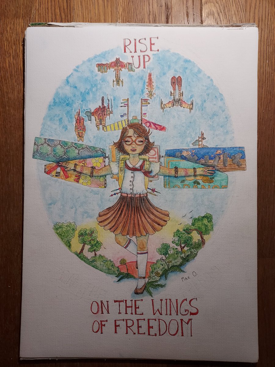 OuchMax's tweet image. Some more Childhood in New Eden with this never before seen piece, watercolor and marker on watercolor paper. This time with a dash of Minmatar pride. 
Posted in honor of ongoing GMweek! ❤️

#Eveonline #tweetfleet

Better picture incoming when natural light is available.