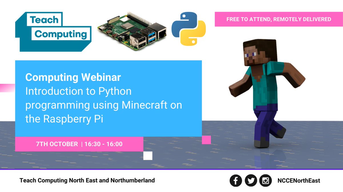 Computing_North's tweet photo. Introduction to Python programming using Minecraft on the Raspberry Pi🕹️👾
You will explore the exciting world of physical computing and create electronic circuits that you can control with code.
Free sign up - https://t.co/F0G55qHHdW
You can loan kit from your local hub!👍 https://t.co/AmaVd5MWxK