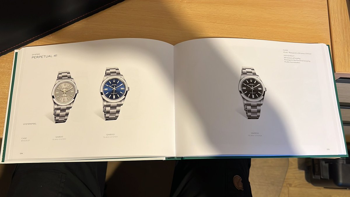 dentalsolicitor's tweet photo. @ROLEX - I have been sent a new hard copy brochure by my AD in the UK. There is no mention of the OP41 Turquoise dial. There is a blank space for it on page 135. Is this watch now discontinued or a brochure printing error? https://t.co/gf6wqZJyMm