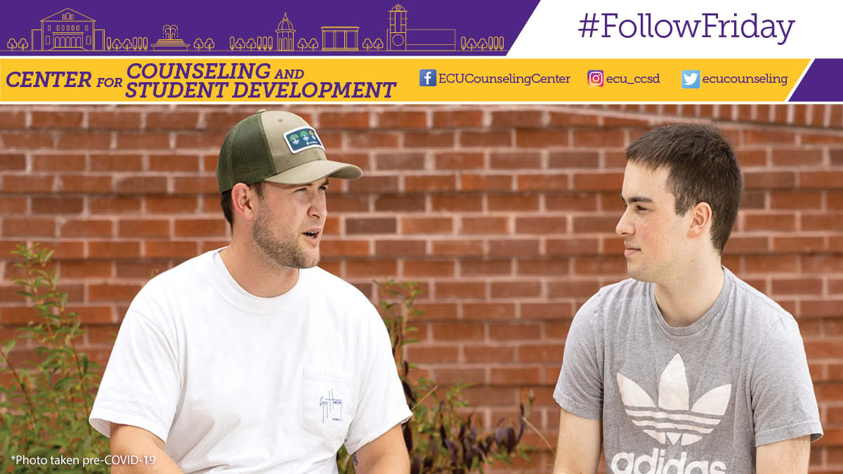 #FollowFriday | @ECUCounseling 🤝

The Center for Counseling and Student Development has developmental, preventative and therapeutic programs designed to enhance your personal growth.

📸 IG: instagram.com/ecu_ccsd/
👍 FB: facebook.com/ECUCounselingC…
ℹ️ Web: counselingcenter.ecu.edu
