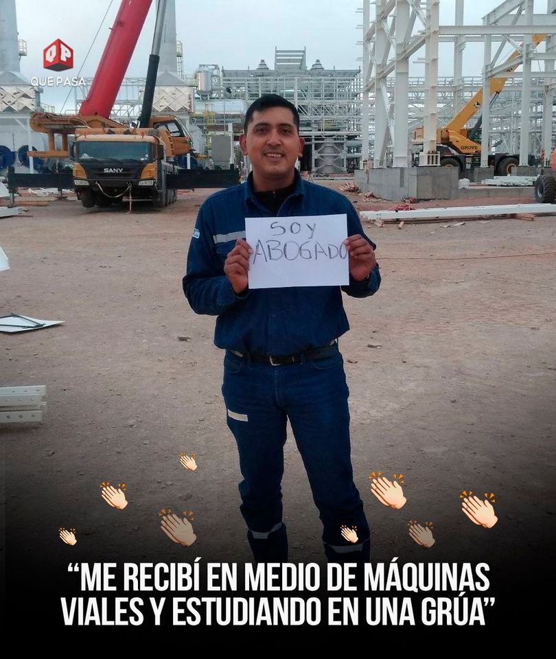 MattoneFabian's tweet image. "ME RECIBÍ EN MEDIO DE MÁQUINAS VIALES Y ESTUDIANDO EN UNA GRÚA" 
Ruben Figueroa, flamante abogado salteño, compartió en redes sociales su logro después de rendir su tesis en su lugar de trabajo:"En medio de máquinas viales y de montaje,lo logré. Hoy fue un día para el recuerdo"