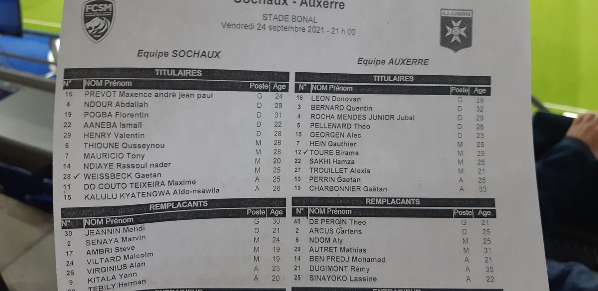 icibelfort's tweet image. 🌕🔵⚽️ Retour au 1️⃣1️⃣ de départ "presque" habituel du @FCSM_officiel vs @AJA.
#Lopy forfait et #Kitala remplaçant 
Prévot-Henry,Aaneba,Pogba,
Ndour-Thioune,Ndiaye-
Weissbeck (c)-Mauricio,Do Couto-Kalulu
⏰🎙20h45 bit.ly/EcoutezFBBM 
#FCSMAJA 
#Ligue2 
#fbsport