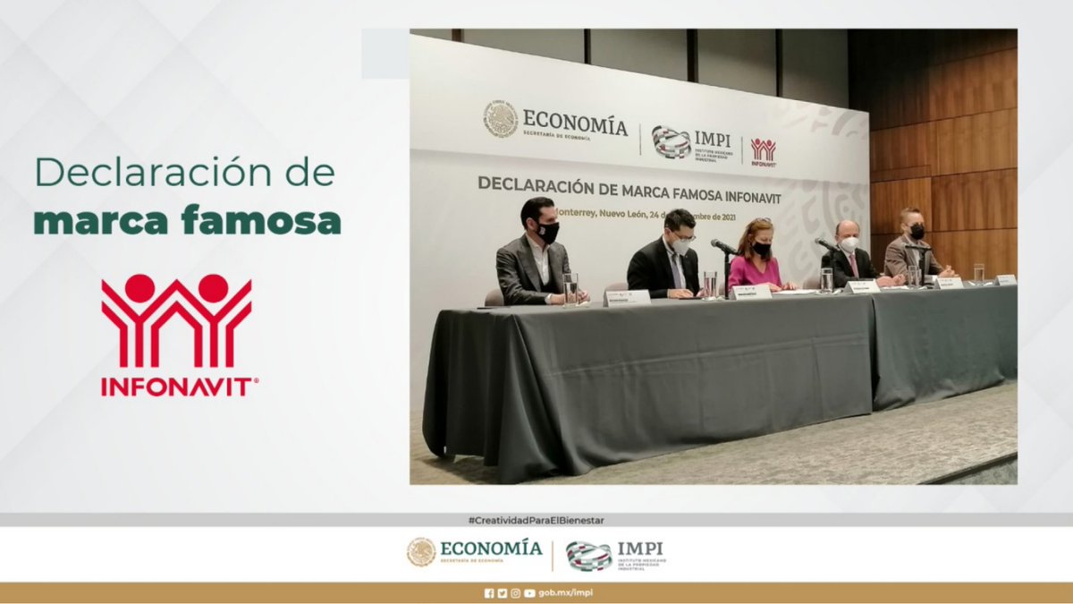 IMPI_Mexico's tweet photo. 🔴 #EnVivo Declaración de marca famosa “INFONAVIT”. Con esta distinción, la marca Infonavit está protegida para ser utilizada de forma exclusiva en cualquier giro comercial. 👉 https://t.co/tAwgmA9Pau https://t.co/qK0QUQOXQp