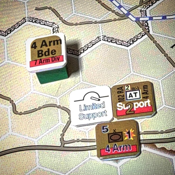 HistConflicts's tweet photo. 4th Armor Brigade elements #BCS Brazen Chariots #hexandcounter #wargaming #boardgames #grognard #MultiManPublishing #uk #britisharmy https://t.co/KH5FZrczDe