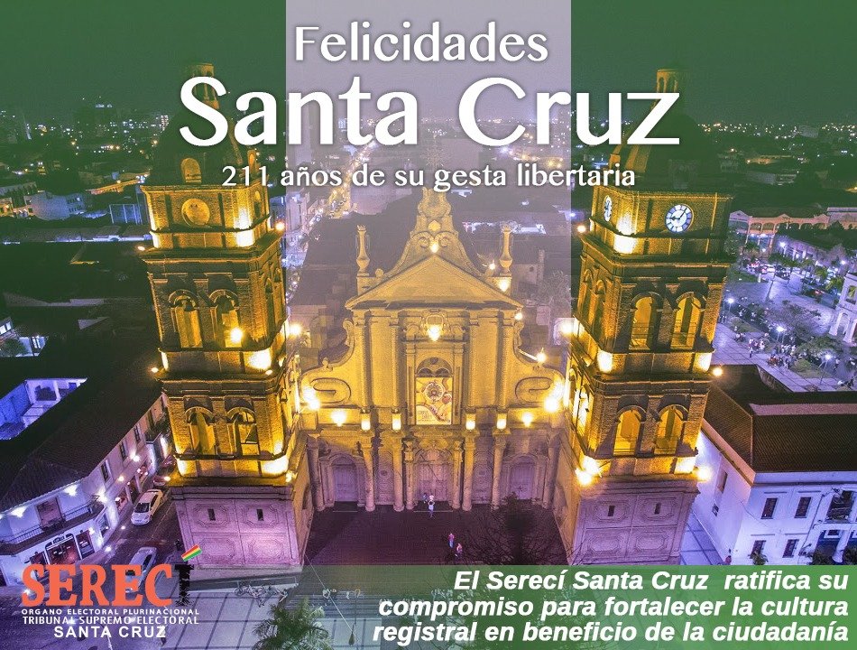¡𝙁𝙚𝙡𝙞𝙘𝙞𝙙𝙖𝙙𝙚𝙨 𝙎𝙖𝙣𝙩𝙖 𝘾𝙧𝙪𝙯!

24 𝗱𝗲 𝗦𝗲𝗽𝘁𝗶𝗲𝗺𝗯𝗿𝗲 💚🤍💚 l El Servicio de Registro Cívico de #SantaCruz rinde homenaje por sus 211 años de gesta libertaria del Departamento de Santa Cruz.