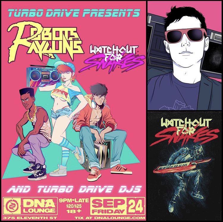 SF. TONIGHT. Throwing down at <a href="/Turbodrivesf/">Turbo Drive</a> with <a href="/robtswthrayguns/">synthdaddy™</a> and a badass roster of DJs including <a href="/meikeemagnetic/">Meikee Magnetic</a>, <a href="/devondossett/">devon dossett</a>, <a href="/DannyDelorean82/">Danny Delorean</a> + more! The party starts at 9pm and I’ll have limited merch that’ll go fast, so show out to <a href="/dnalounge/">DNA Lounge</a> early and stay late!