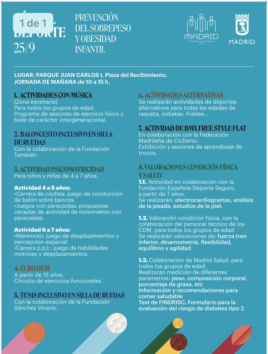 Mañana es el Día del Deporte de @MADRID. La gran ocasión de hacerte con @FEdeporteseguro electros, estudio de pisada y de la piel GRATIS. Ven a la Plaza del Recibimiento del Juan Carlos I o apúntate aqui: bit.ly/reservasfeds de 7 años a infinito.