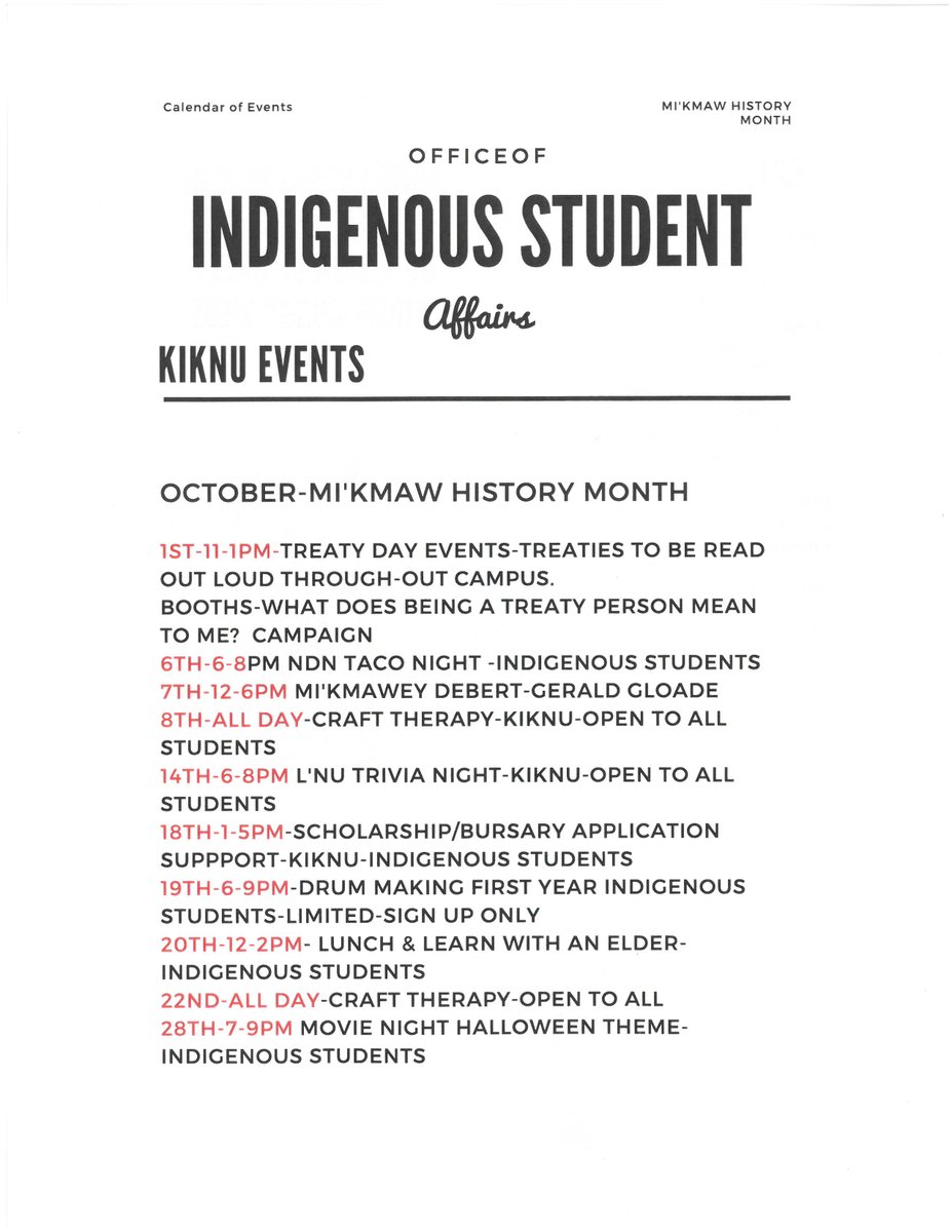 Treaty Day, Oct. 1, marks the start of Mi’kmaq History month, a time to celebrate and create awareness of Mi’kmaw heritage and culture. We encourage you to participate in the many events planned, including on Treaty Day, and those held in Kiknu, our Indigenous Student Centre
