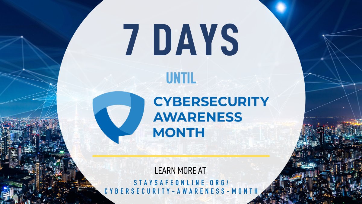 SMARTFENSE's tweet image. Faltan 7 días para #Octubre, el Mes de la #Concientización sobre la #Ciberseguridad. Una campaña global para garantizar el acceso a los recursos para estar más seguros online.

#SMARTFENSE se compromete en su rol de campeón para la difusión: lnkd.in/e5QVr6y
#BeCyberSmart