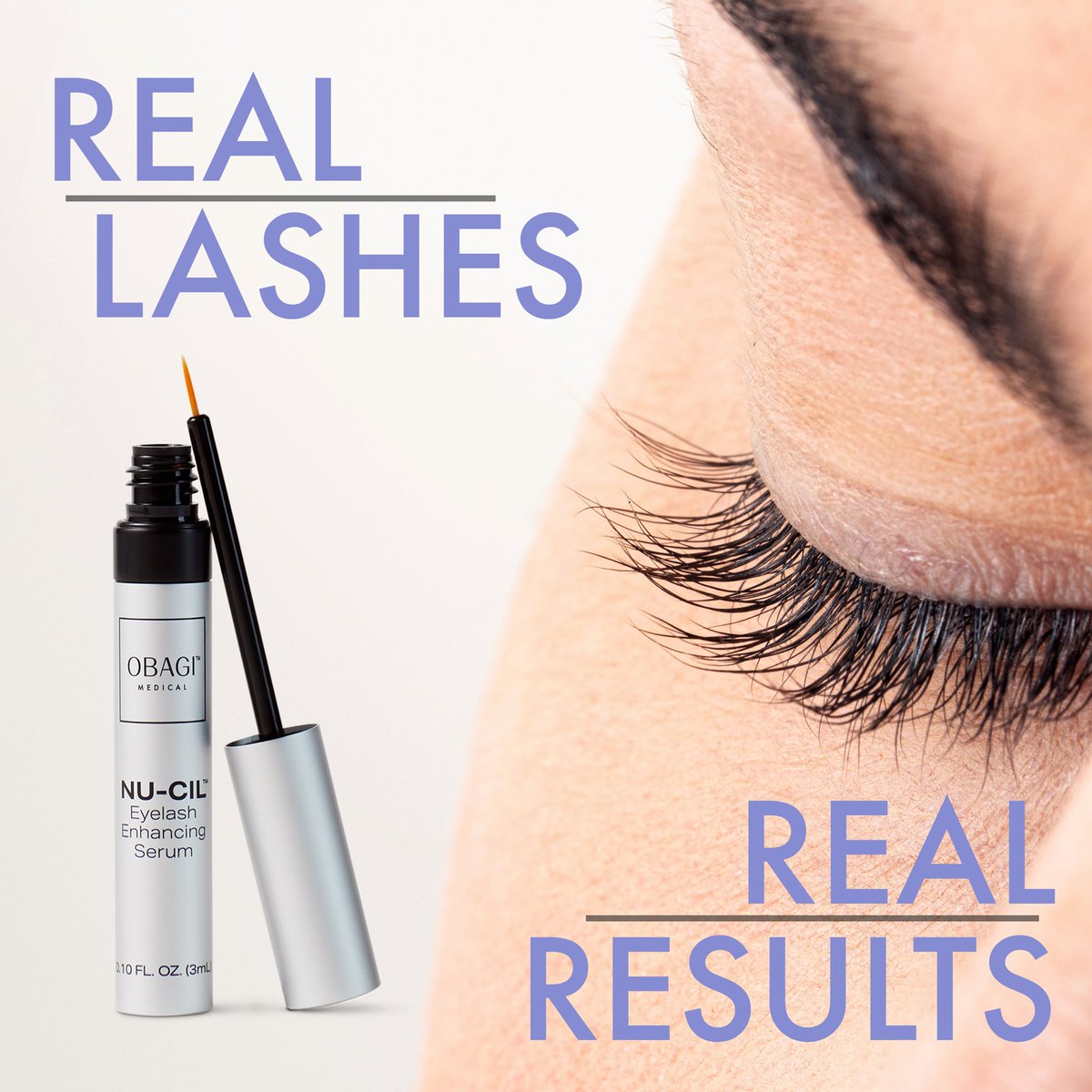Obagi's tweet image. See results build day after day with the Obagi Nu-Cil Eyelash Enhancing Serum.  

Apply a thin layer to the base of the upper lash line then wait 90 seconds for the product to dry completely. Repeat daily for best results.