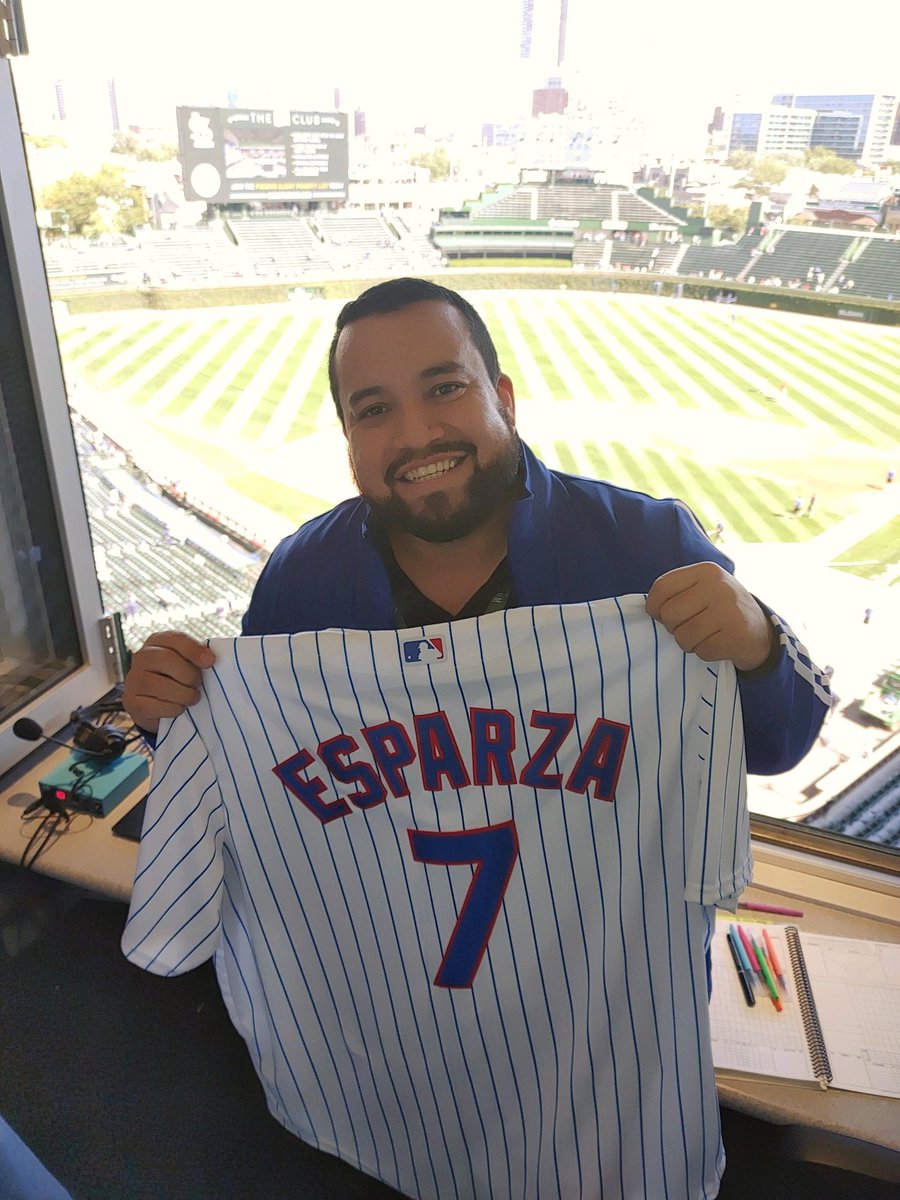 Miguelsvoice's tweet photo. I'm ready for tomorrow to sing the National Anthem and lead the 7th inning stretch! Thanks @Cubs @cachorros #CubsTogether #myradiolife https://t.co/pTXTQAzbfh