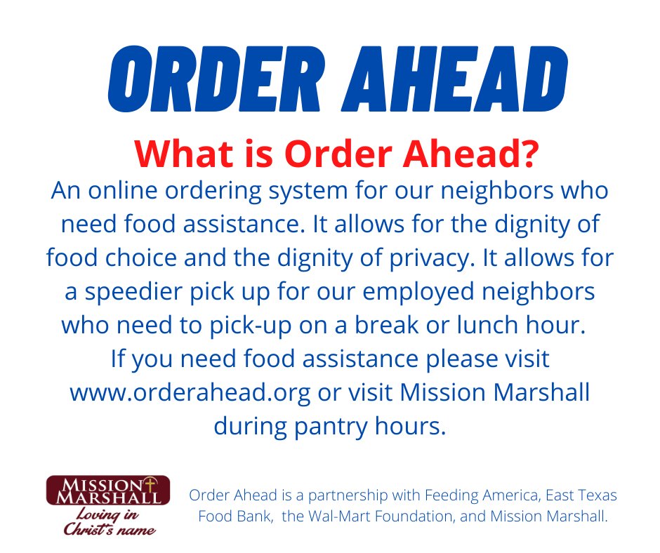 MissionMarshall's tweet photo. We are excited to launch this innovative grocery ordering platform from @feedingamerica and @WalmartOrg. Thanks to @ETFoodBank for all their support! Visit https://t.co/awzPNCEpZk https://t.co/FREIUMKsfm