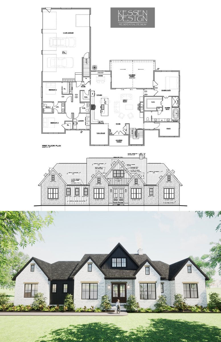 New home coming soon to Anna, Ohio. Design, Blueprints, and 3D renders completed by Kessen Design, LLC. #homedesign #homeplans #3drenderings #kessendesign