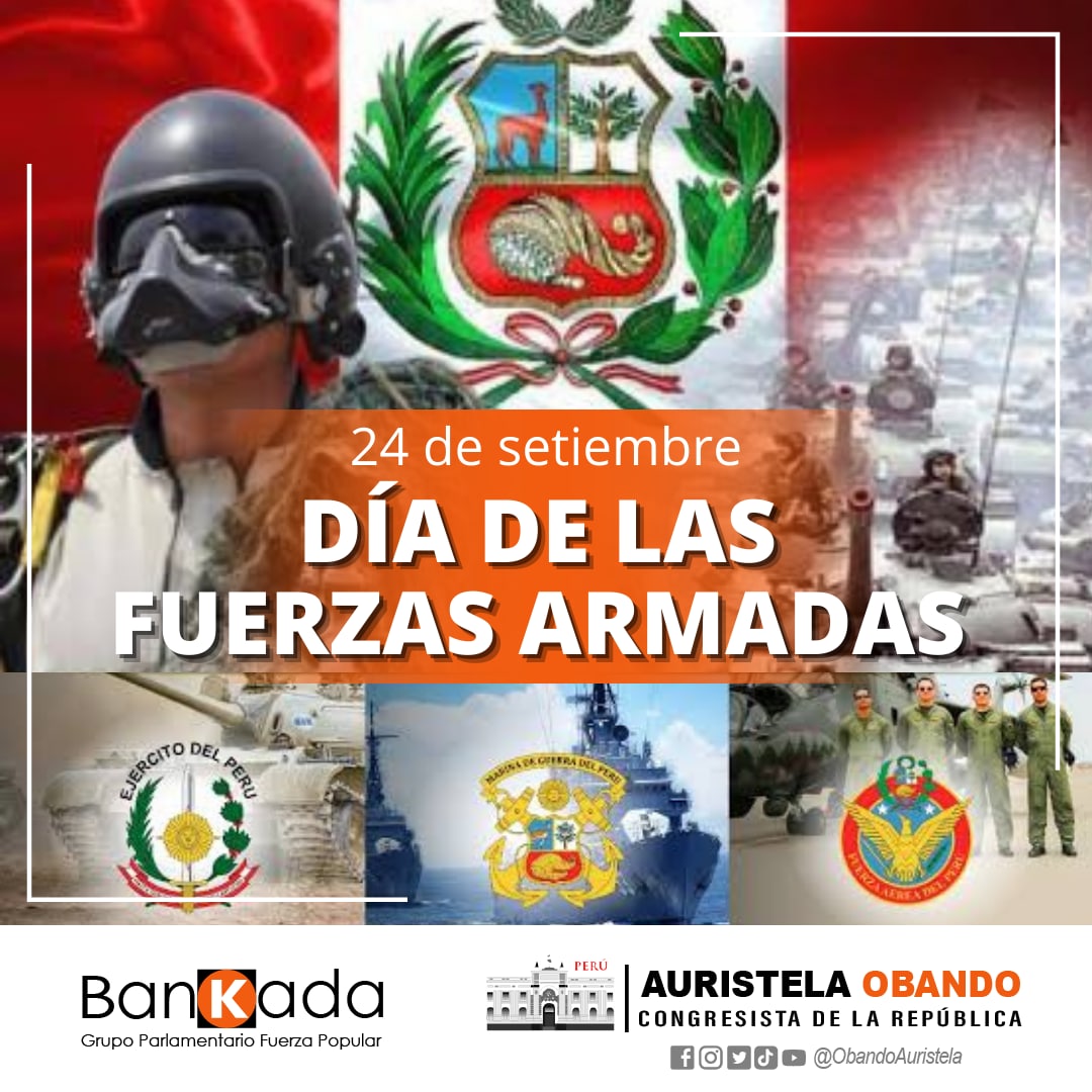 TelaObando's tweet photo. 📌 #24Set | #DíaDeLasFuerzasArmadas
Hoy quiero brindar mi saludo y reconocimiento a las Fuerzas Armadas del Perú, por su loable labor en defensa de la soberanía de nuestro territorio y por su incansable labor en apoyo a la sociedad peruana.
#fpenlacancha
#telabarbacongresista https://t.co/2t8MOcRBs4