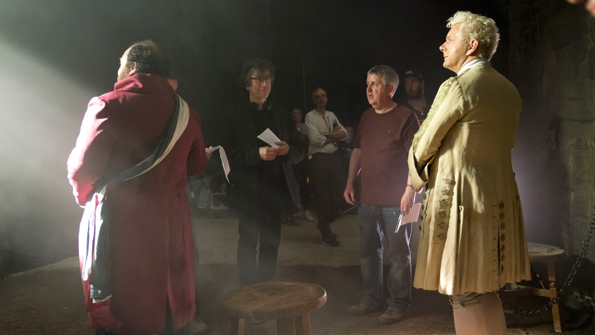 primemovies's tweet image. Got so excited thinking about David Tennant, Michael Sheen, and Neil Gaiman working on Good Omens season 2 that we had to go back and reminisce on David Tennant, Michael Sheen, and Neil Gaiman working on Good Omens season 1.