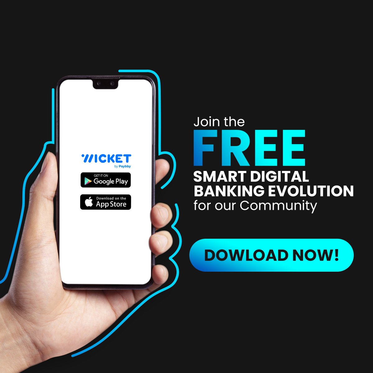 Join the latest banking evolution! 

The wicket app offers FREE smart digital banking evolution, smoother transactions and many more for our community! 

Go to hubs.li/H0Y4sGM0 to download the app now!

#wicket #wicketbanking #paybby #onlinebanking