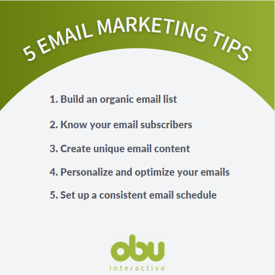 Staying in touch via email can be a crucial part of your firm's marketing strategy. Here are some key tips to do so! 😎 

#obuinteractive #legalmarketingtips