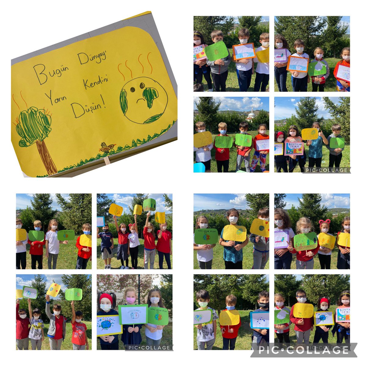 TubaAcar16's tweet photo. #BKBademli de3. Sınıflar olarak  #MasterFirst dersimizde pankart hazırlayarak “İklim krizinin farkındayız!” Dedik.🌎🌱🌏🏕❤️#iklimkırizimüfredataeklensin #iklimKrizi @ErkenCocukluk @akkay_esra @BurhanGizem https://t.co/Gi2CEnB9Zk