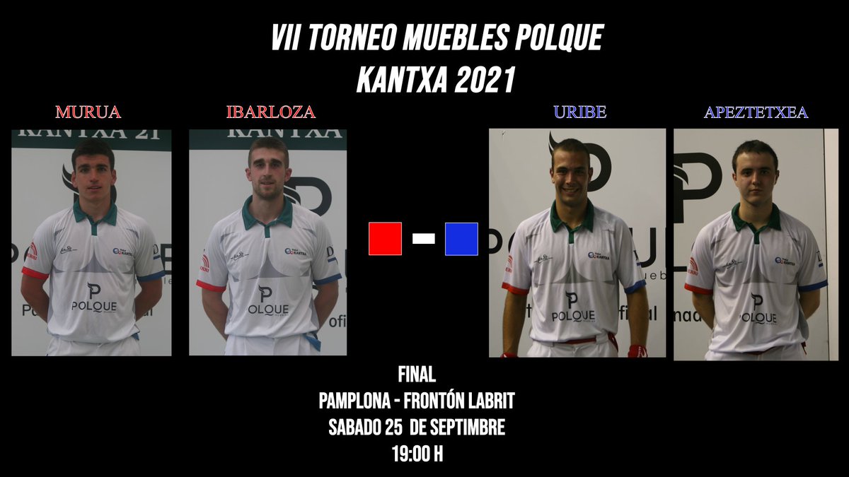 Estas son las parejas que se van a enfrentar este sábado!!! 
No os olvideis, Sábado 25 de Septiembre a las 19:00 empiezan las finales del torneo Kantxa21 en el frontón Labrit de Pamplona-Iruña