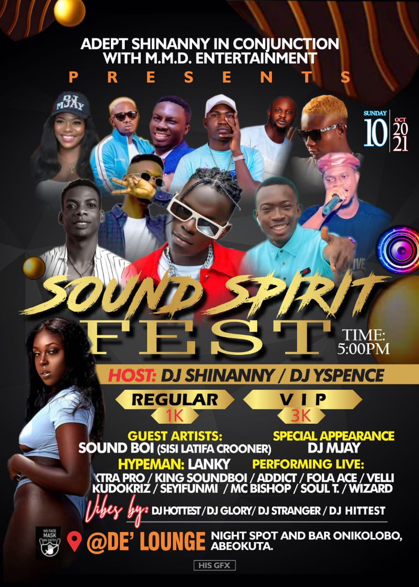 HamtonMediaNG_'s tweet photo. Events not to miss in Abeokuta first 14days in October

Laffmattazz               Oct 1st
Jersey Fiesta             Oct 6th
Spirit Sound Fest      Oct 10th
Foodco Opening       Oct 8th

More updates on our IG page https://t.co/A5g1akNbyM

#HamtonMediaNG #EventsPR https://t.co/sU5LEdilWT