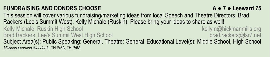Always a pleasure presenting and teaching a workshop with the infamous Brad Rackers at the Speech Theatre Association of Missouri Conference (STAM)! #FUNdraising #DonorsChoose #Ozarks  #STAM2021 <a href="/RackersTheatre/">Mr. Rackers</a>