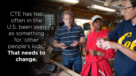 jfftweets's tweet photo. “CTE has too often in the US been seen as something for ‘other people’s kids.’ That needs to change,” argues Bob Schwartz, co-founder of JFF's Pathways to Prosperity network with @CtrEdEcon CEO Anthony Mackay in the latest #GlobalEdTalk #CTE #careerteched https://t.co/KyEBTd4JrF https://t.co/VqKzKdU1m9