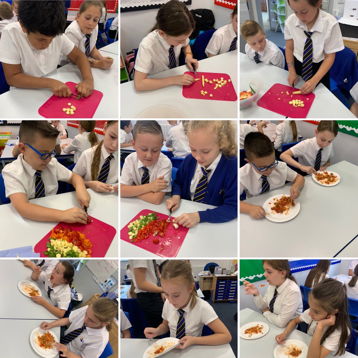 DeltaPheasantB's tweet photo. Year 6 thoroughly enjoyed making Jambalaya from scratch today using @ClassroomK. It was absolutely delicious! Plenty of clear plates all around! #childrencooking #classroomkitchen #KS2Cooking https://t.co/CfErCKdkhy