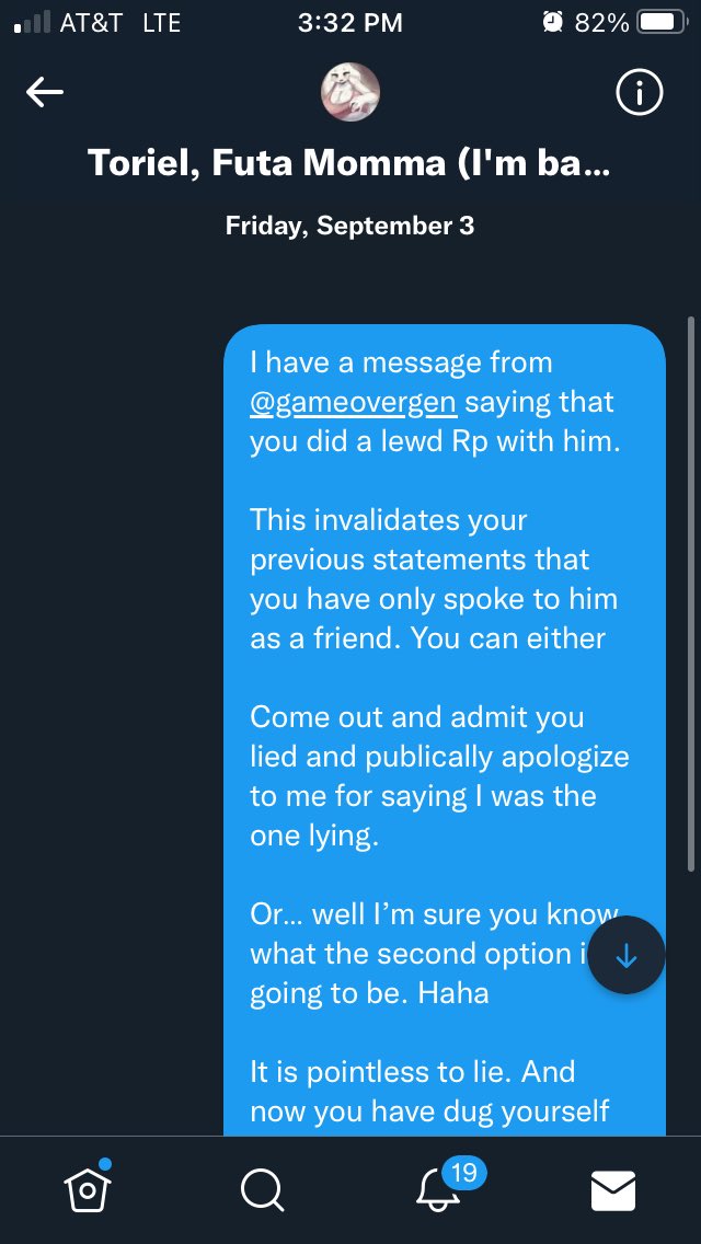 pokedexvent's tweet photo. And before anyone starts whining at me about “harassing”  Tori. I gave her a chance to come clean and look at her response to me. 

Blocked people deserve truth. 

@kinky_tori this isn’t harassment, but making false tweets about me is :) 

A crime which you did do https://t.co/dpWU8egrDa