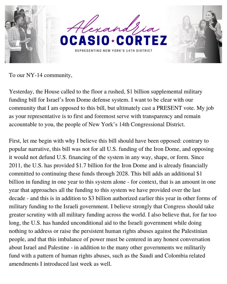 RepAOC's tweet photo. A note to our NY-14 constituents, from Congresswoman Alexandria Ocasio-Cortez https://t.co/mOmJrgFa4G