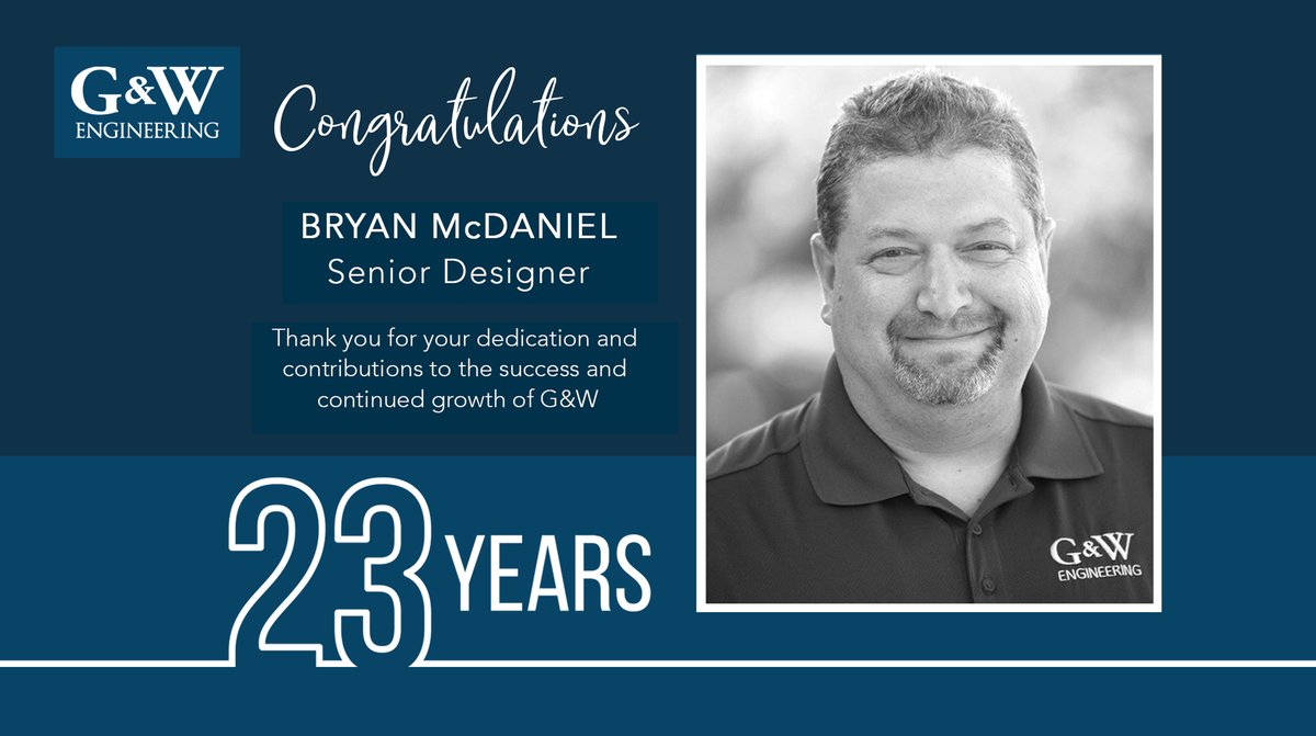 Congratulations to Bryan McDaniel on 23 years! #teamwork #mepengineering #gwgives
