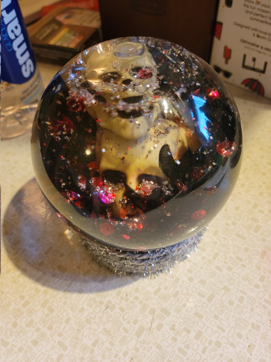 JoJosPaintShop's tweet photo. It's that time of year again! Spooky season is finally back! 

#snowglobe #skulls #flowers #spooky #SpookySzn #Halloween #decorations #artfromtheheart https://t.co/TwXlzqkRNW