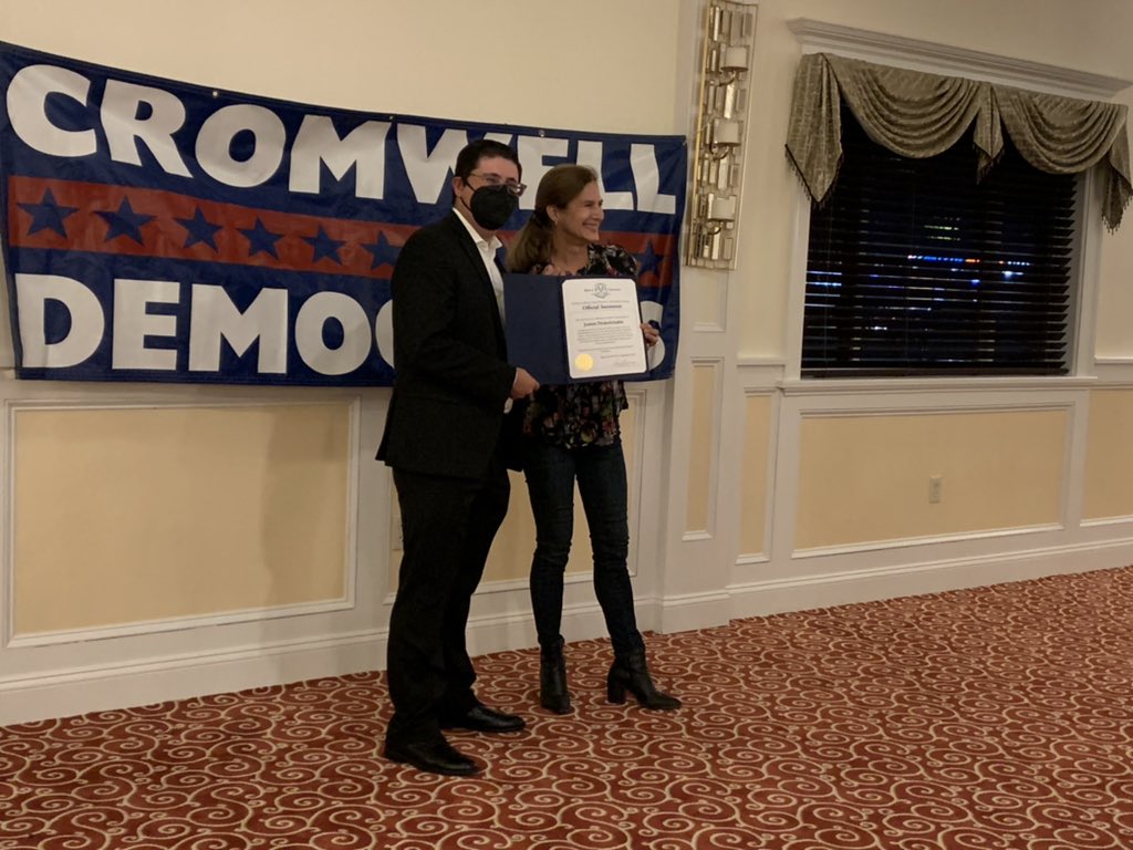 SusanForCT's tweet photo. Always a great time in the company of Cromwell Democrats. Congratulations to my fellow Greek-American, James Demetriades, on your recognition as Democrat of the Year! https://t.co/bf8luaS7ZX