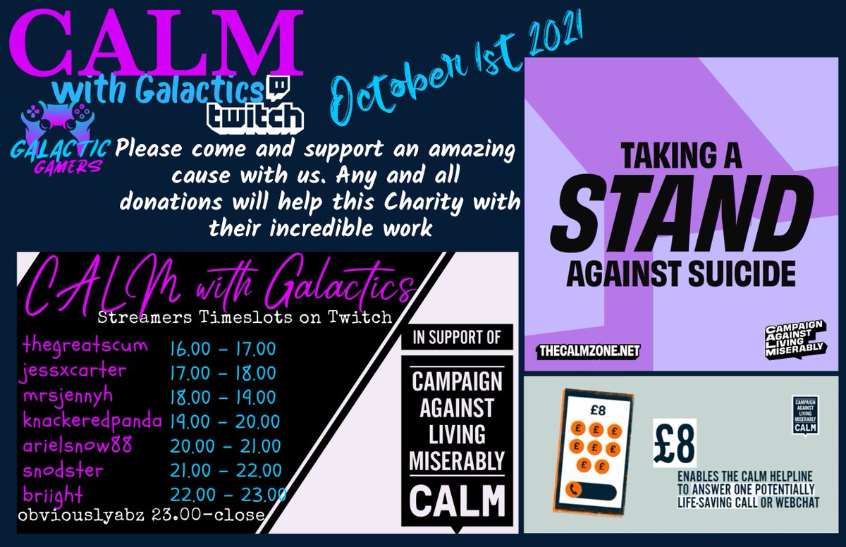 GalacticsGamers's tweet photo. @theCALMzone @JustGiving https://t.co/MQRTXyP4mD
#SuicideAwareness #mentalhealth #MentalHealthMatters #MentalHealthAwareness #HereForYou #charity #TwitchStreamers #STREAM https://t.co/wcCTTL7twu