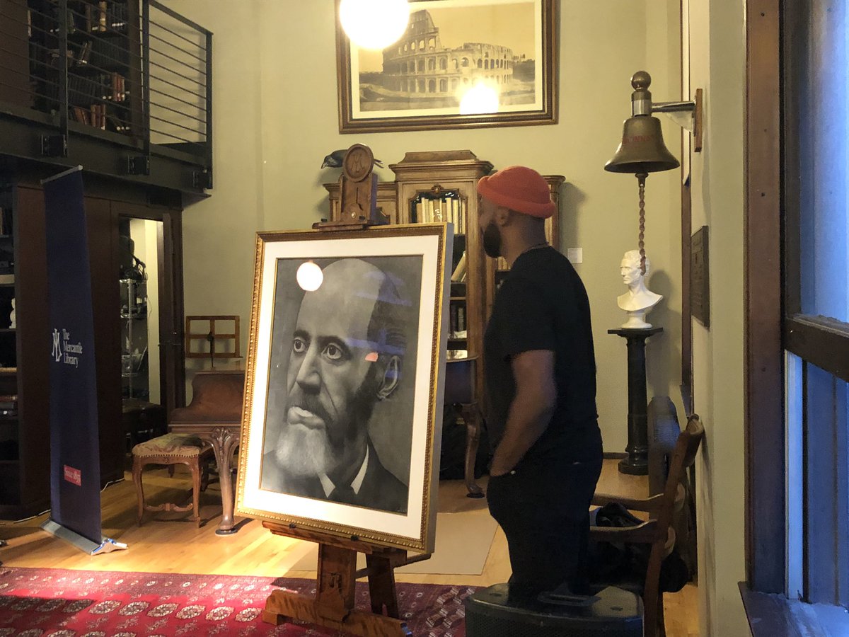 djrushierush's tweet photo. Almost 150 years ago, our namesake was admitted to Mercantile Library despite strong opposition as an African American . Our students spoke about his significance as a portrait of him was unveiled. https://t.co/qHJJDn9EWM