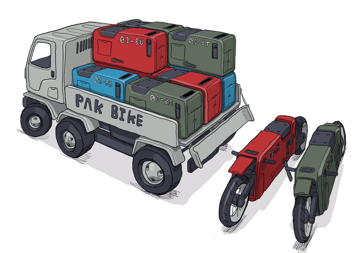 「#メカ #イラスト #illustration 
ボックスバイク 」|がとりんぐ三等兵のイラスト