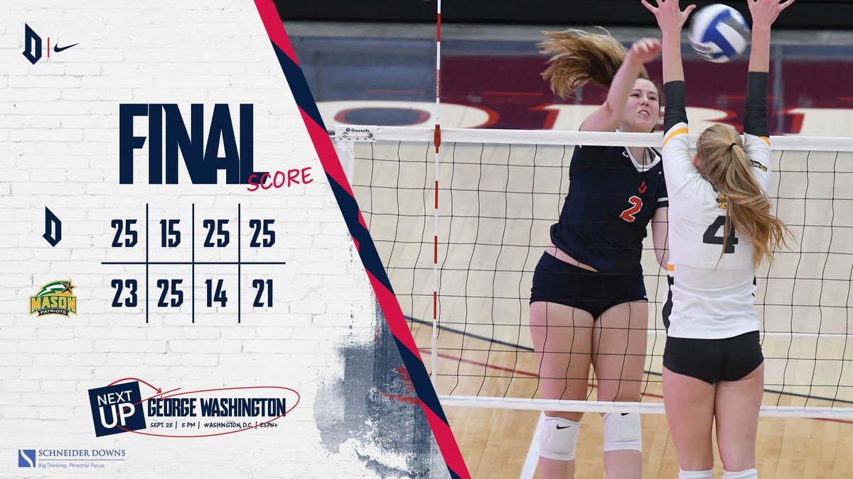 Dukes open A-10 play with a 𝗗𝗨𝗕 😎 

𝐒𝐓𝐀𝐓 𝐋𝐄𝐀𝐃𝐄𝐑𝐒
Kills - 15 <a href="/Morgsk4_/">Morgan Kelly</a> 
Assists - 43 <a href="/hpoling15/">Hailey Mazzocca</a> 
Digs - 17 <a href="/ashleylars0n/">Ashley Larson</a>
Blocks - 3 @anita_parrott

#GoDukes