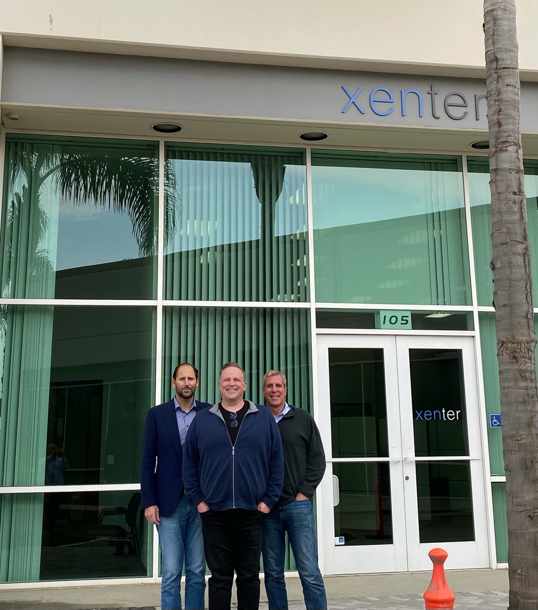 Xenter_Inc's tweet photo. CEO Rich Linder, President David Bearss, and Xenter Medical Technologies President @MarkTurco and were all smiles during their visit to Xenter’s Carlsbad, California office this weekend! #XenterInc #TeamXenter https://t.co/PIFCJn7wZT