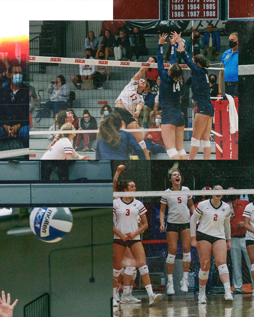 MSUMDragons's tweet photo. Photo Recap: vintage edits for the vintage jerseys! @MSUM_VB keep the set scores close but fall to Concordia St Paul in 3 sets. #FiredUp https://t.co/PQgJx15Yxd