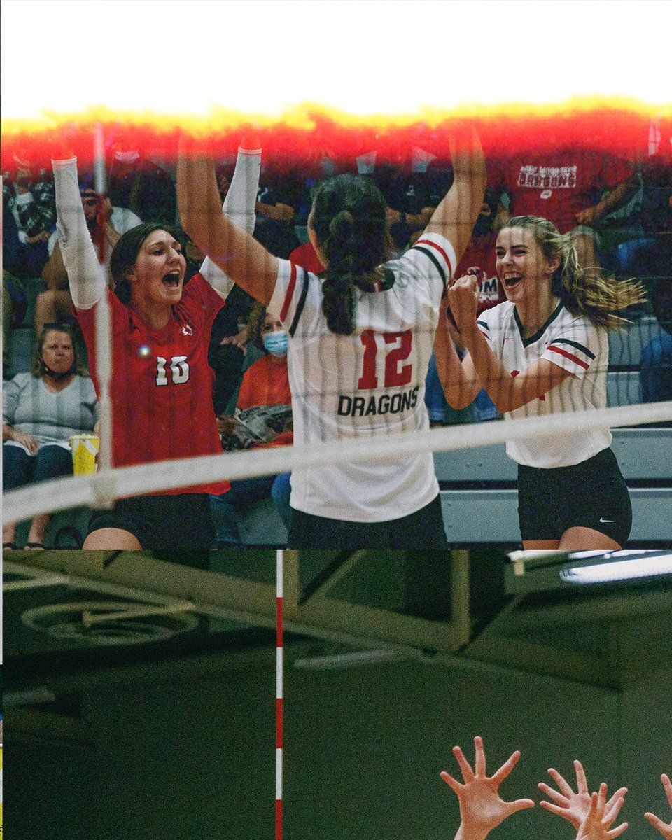 MSUMDragons's tweet photo. Photo Recap: vintage edits for the vintage jerseys! @MSUM_VB keep the set scores close but fall to Concordia St Paul in 3 sets. #FiredUp https://t.co/PQgJx15Yxd