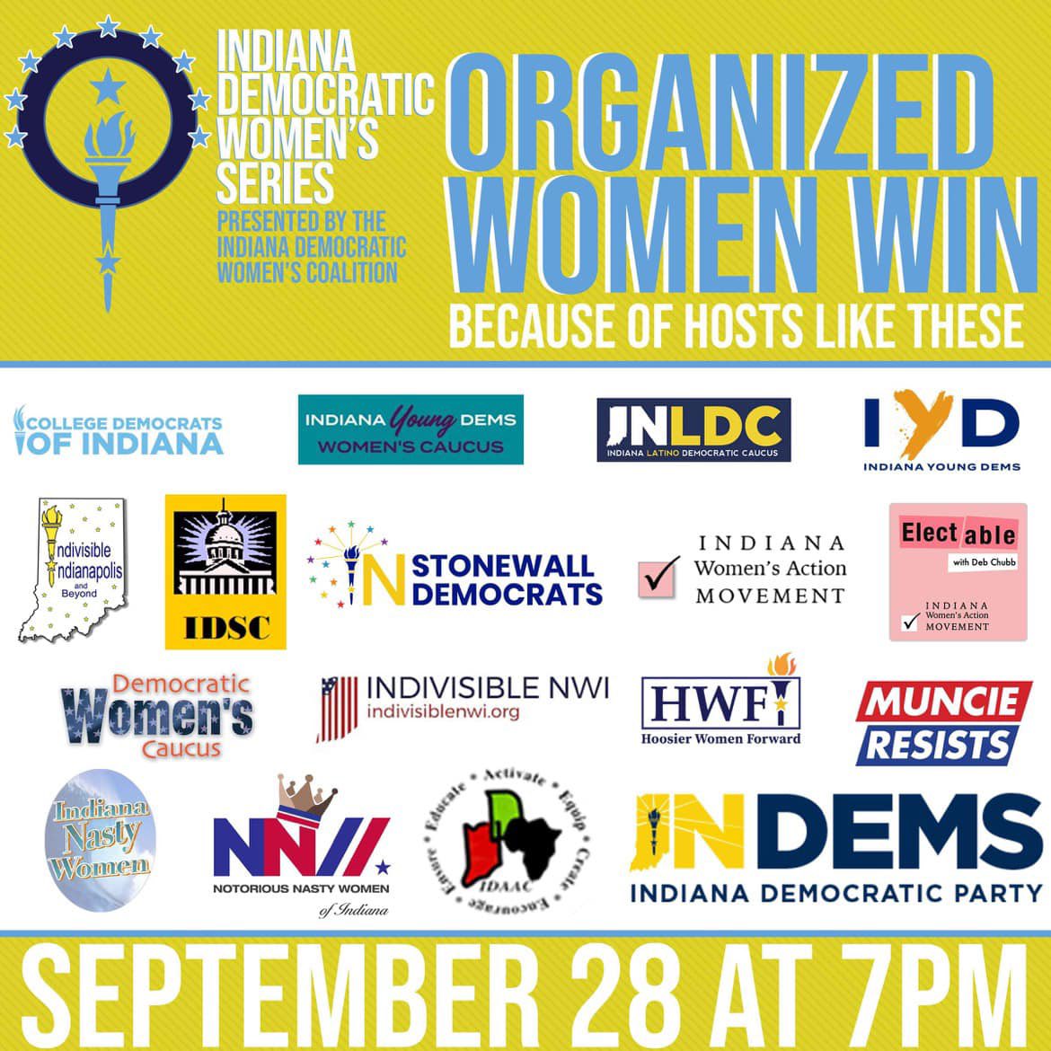 Look at all of these amazing cohosts for Tuesday night at 7 EST! Tune in to listen to me and <a href="/profsarahvit/">Sarah Vitale</a> moderate outstanding panelists on how Organized Women Win! Register: indivisible.zoom.us/meeting/regist…